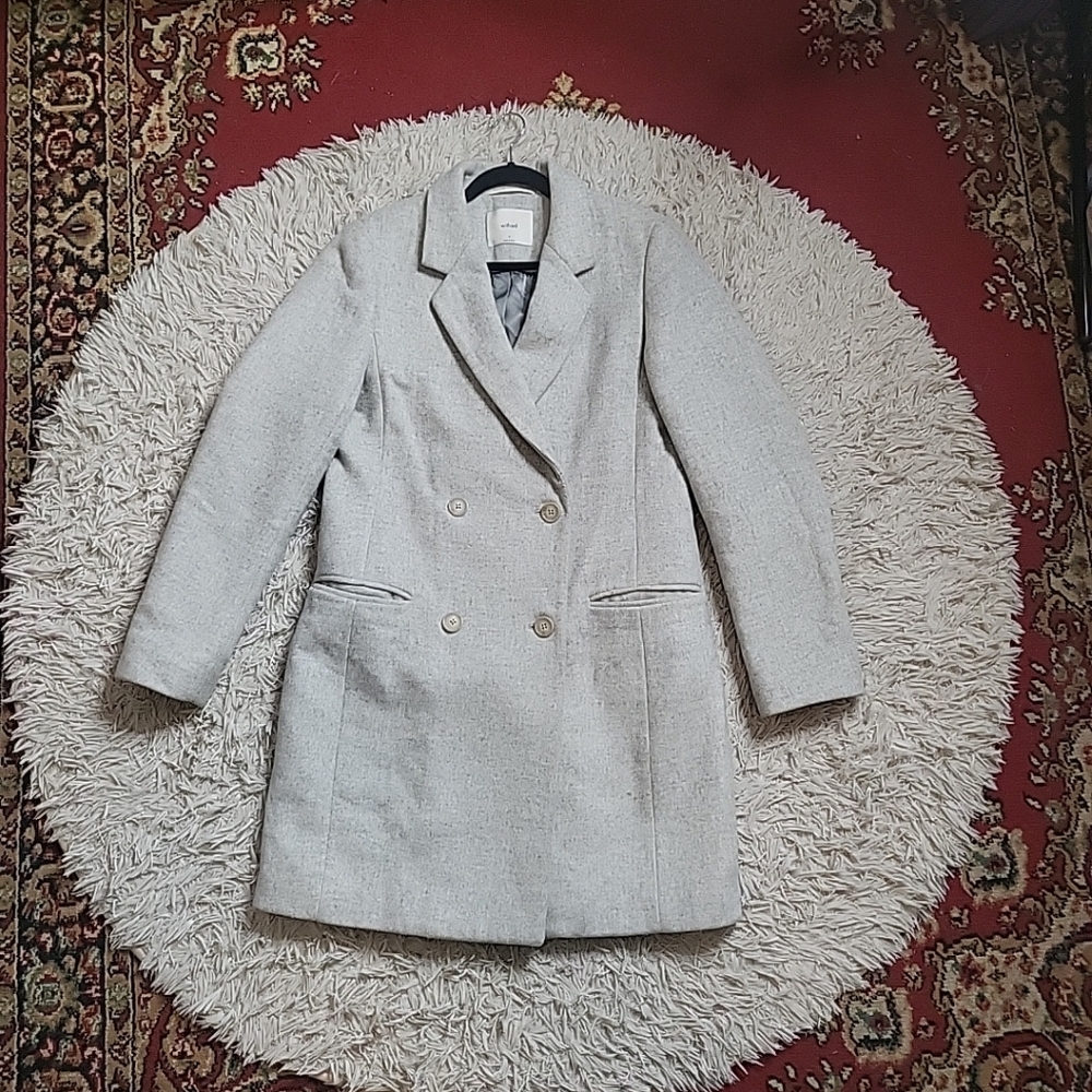 Womens Aritzia Wilfred Pea Coat Wool Cashmere Grey Size Medium M Peacoat Winter